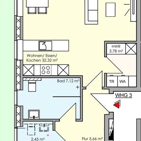 Grundriss Whg 3 OG 2 Zimmmer